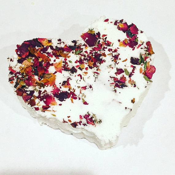 Rose Heart Bath Bomb – Organic, Handmade, Luxury Aromatherapy Soak